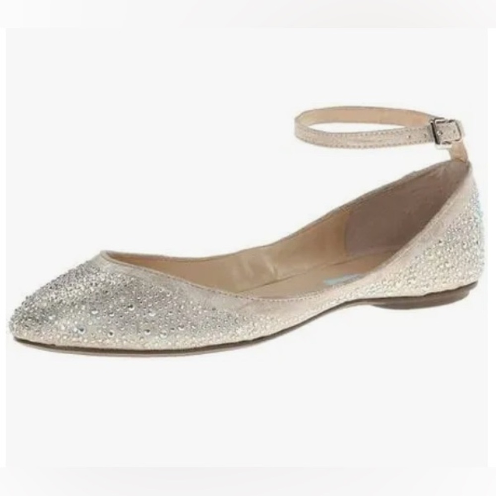 Betsy Johnson Joy Rhinestone Flats with Ankle Strap